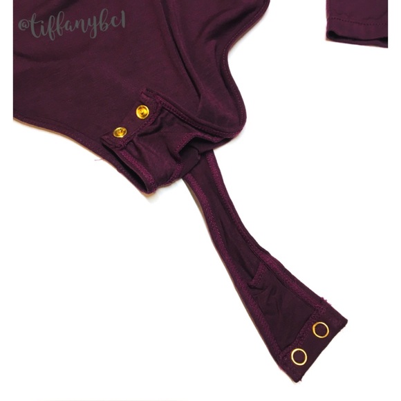 Sam Edelman Boat Neck Long Sleeve Bodysuit Prune - Picture 5 of 8